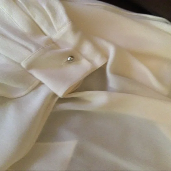 🧡Sold ebay🧡Chanel 2015 Cruise Collection Creme silk high-low top Fr 38 - Picture 9 of 10